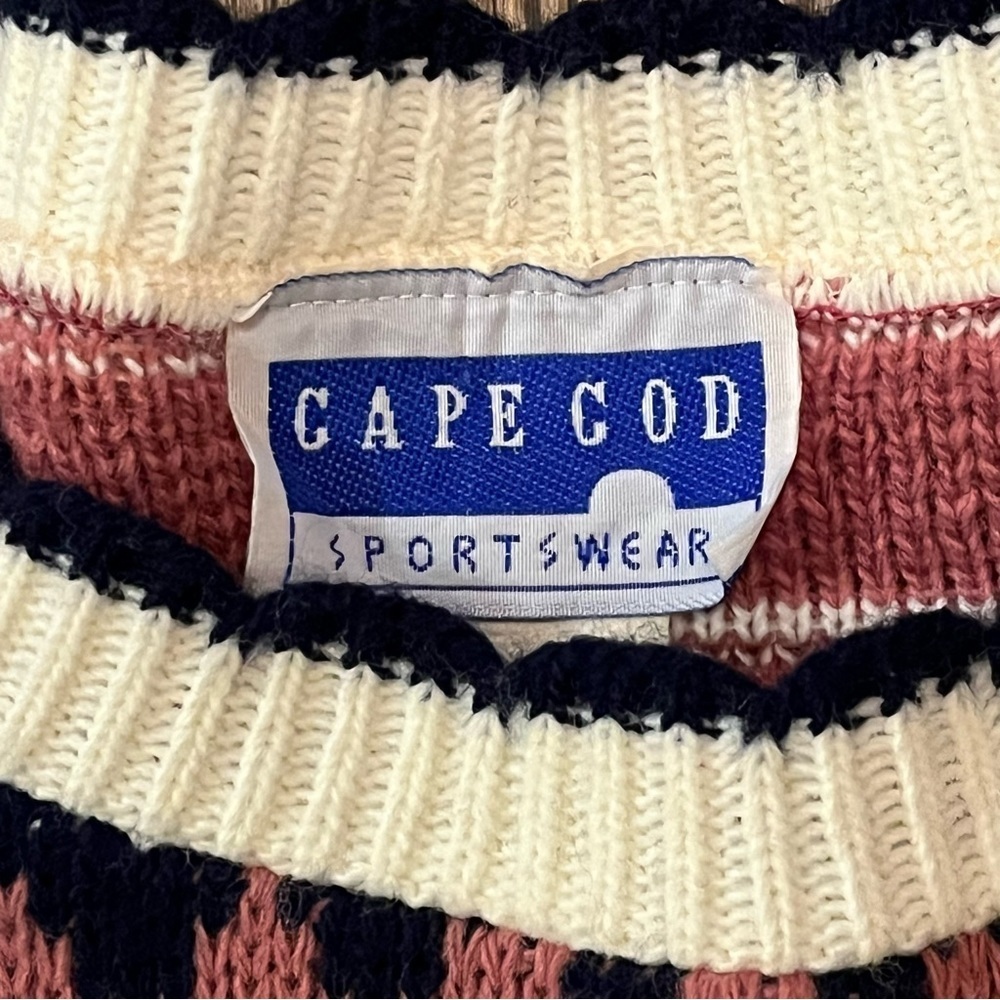 Vtg CAPE COD Sportswear TOWN & COUNTRY Fair Isle Sweater Womens Sz 18 Pink Gray - Picture 5 of 12